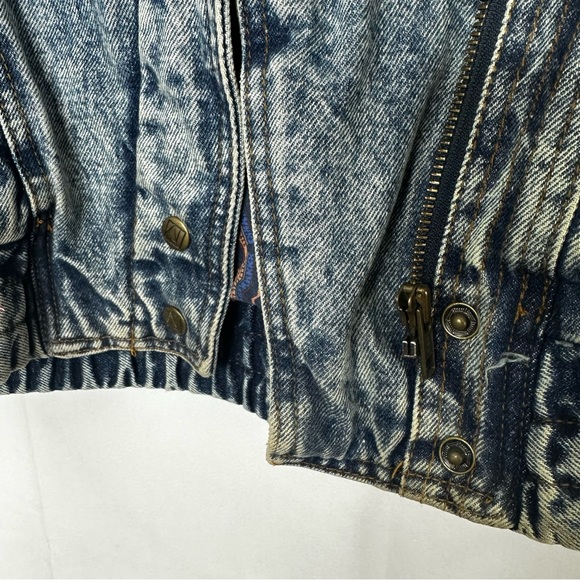 Andy Johns Denim Paisley Jacket Polyfill Leather Vintage Oversized Blue Baggy - Picture 4 of 12